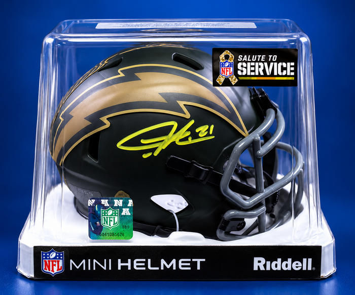 LaDainian Tomlinson Signed Chargers 2025 Salute to Service Riddell Speed Mini Helmet – GT Sports Marketing Witnessed