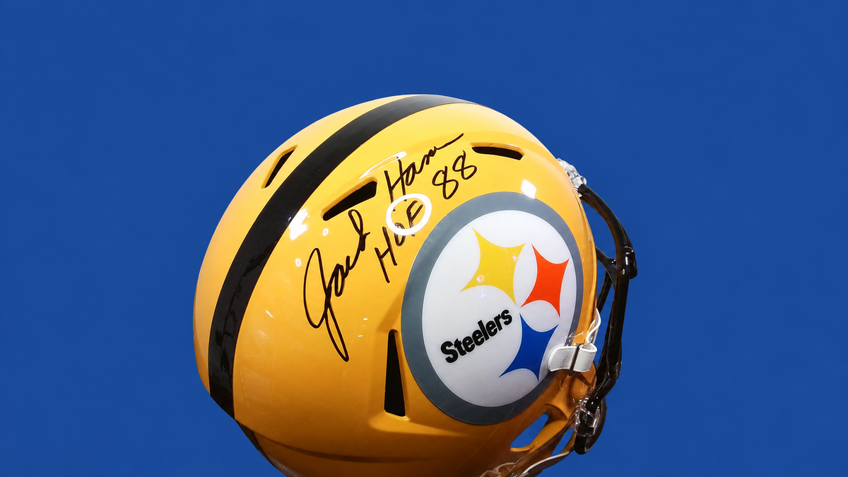 Jack Ham Signed Steelers Gold Replica Helmet – HOF 88 Inscription – JSA Witnessed