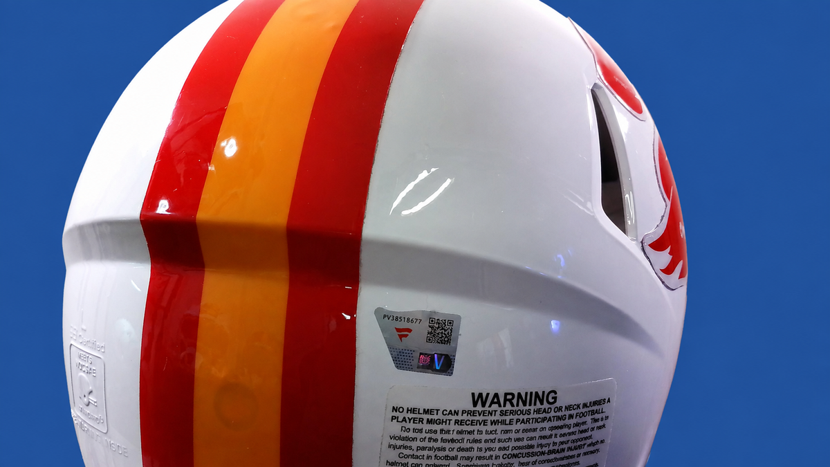 Bucky Irving Signed Buccaneers Throwback Speed Authentic Helmet – “Go Bucs” – Fanatics